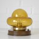 Vintage table lamp rustic desk light amber glass mushroom lamp 1970