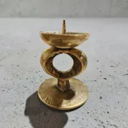 Vintage Brutalist Candle Holder in Solid Brass – Mid-Century Modern Design
