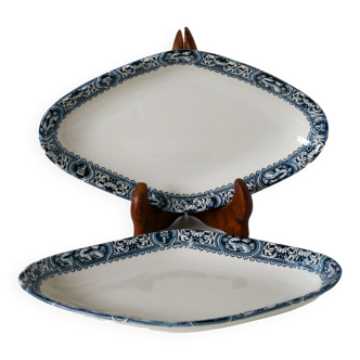 Pair of dishes in terre de fer salins model françois 1st 19th century