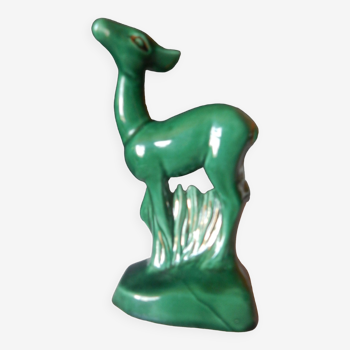 Figurine céramique de biche verte