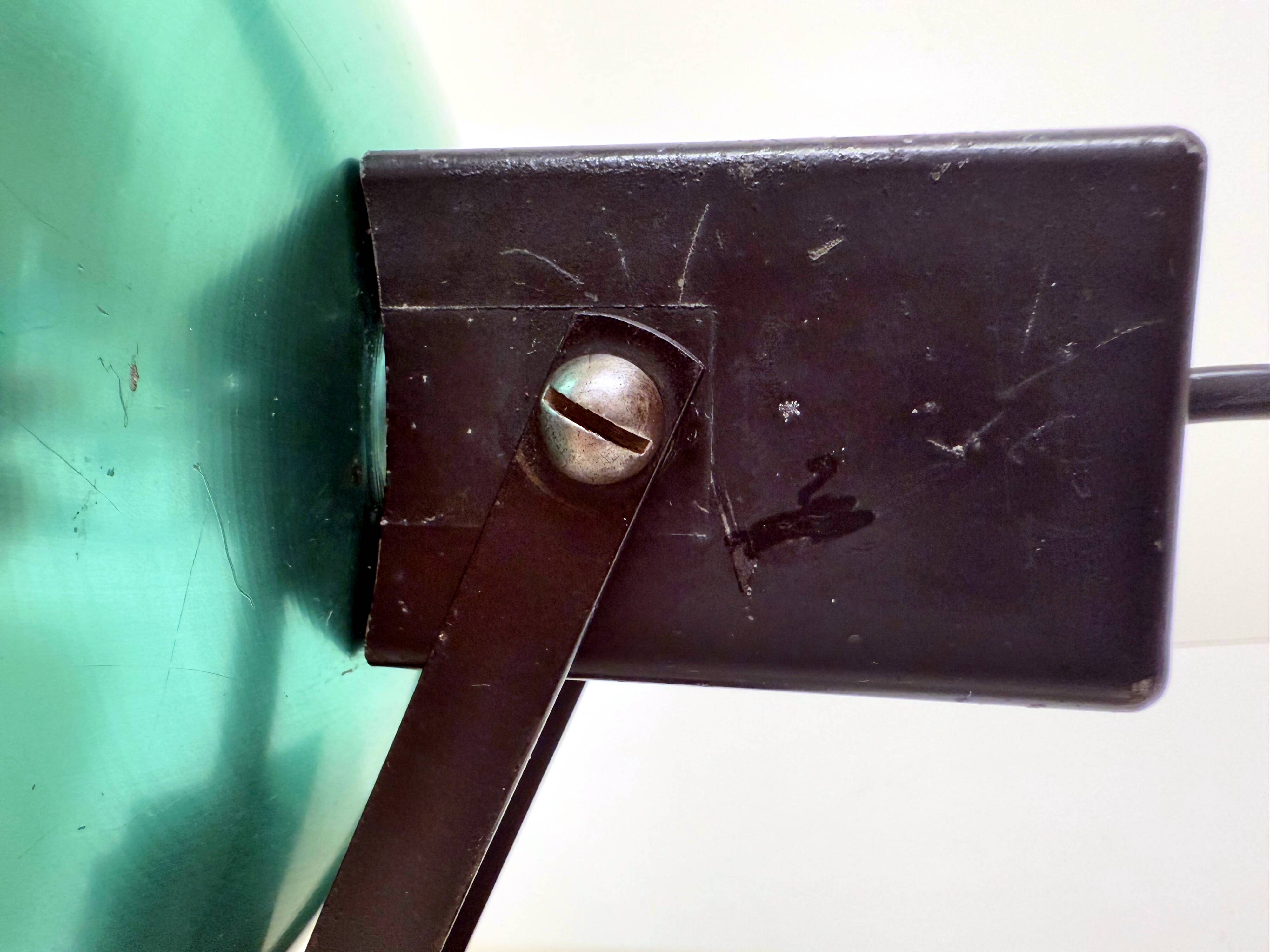 "LITA" Metal Wall Lamp Clamp Lamp with Green Reflector Vintage 70's