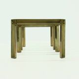 Set Model T09 Brass and Glass Side or Coffee Tables by Peter Ghyczy 1970s