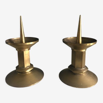 Pair of bronze candle holder, church candle picker, modernist bronze candle holder, candle holder, decoration