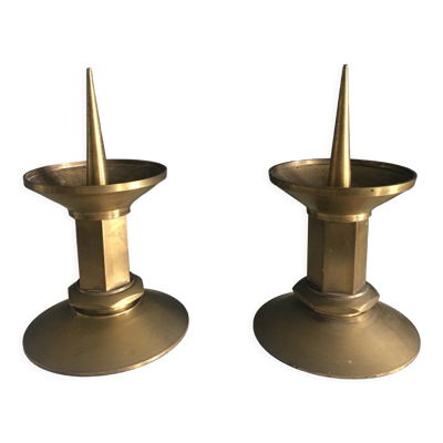 Paire de bougeoirs bronze