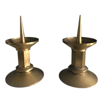 Pair of bronze candle holder, church candle picker, modernist bronze candle holder, candle holder, decoration