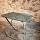 Vintage French bistro table in riveted iron – folding (1920s)