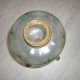 Painted oil lamp vase on pewter stand from the 19th century