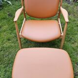 2 "The French Chair" seats by designer Finn Juhl and 1 matching footrest.