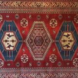 Wall rug with oriental patterns.