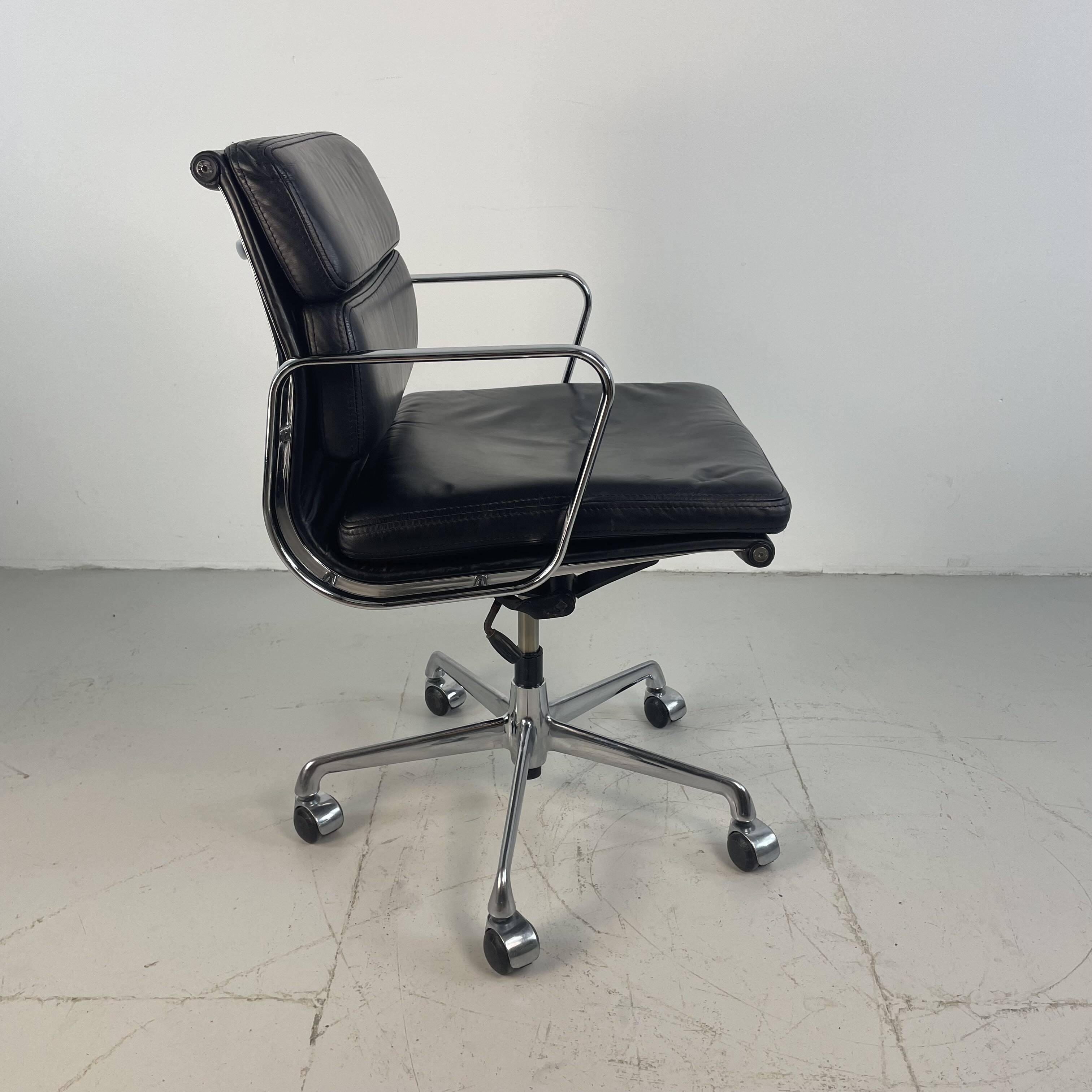 Eames ICF for Herman Miller black leather Soft Pad height adjustable Group chair