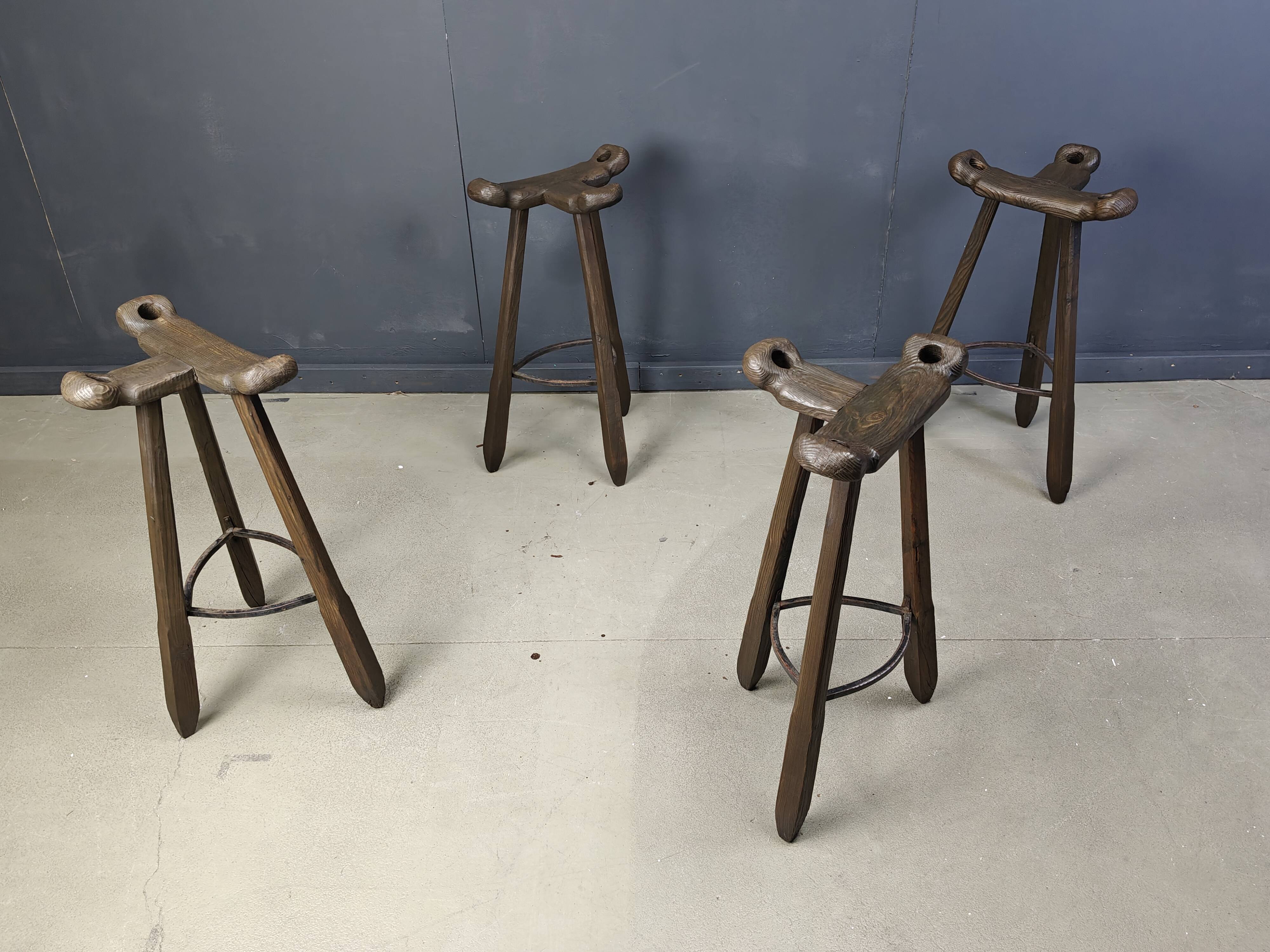 Mid century brutalist bar stools - set of 4, 1960s