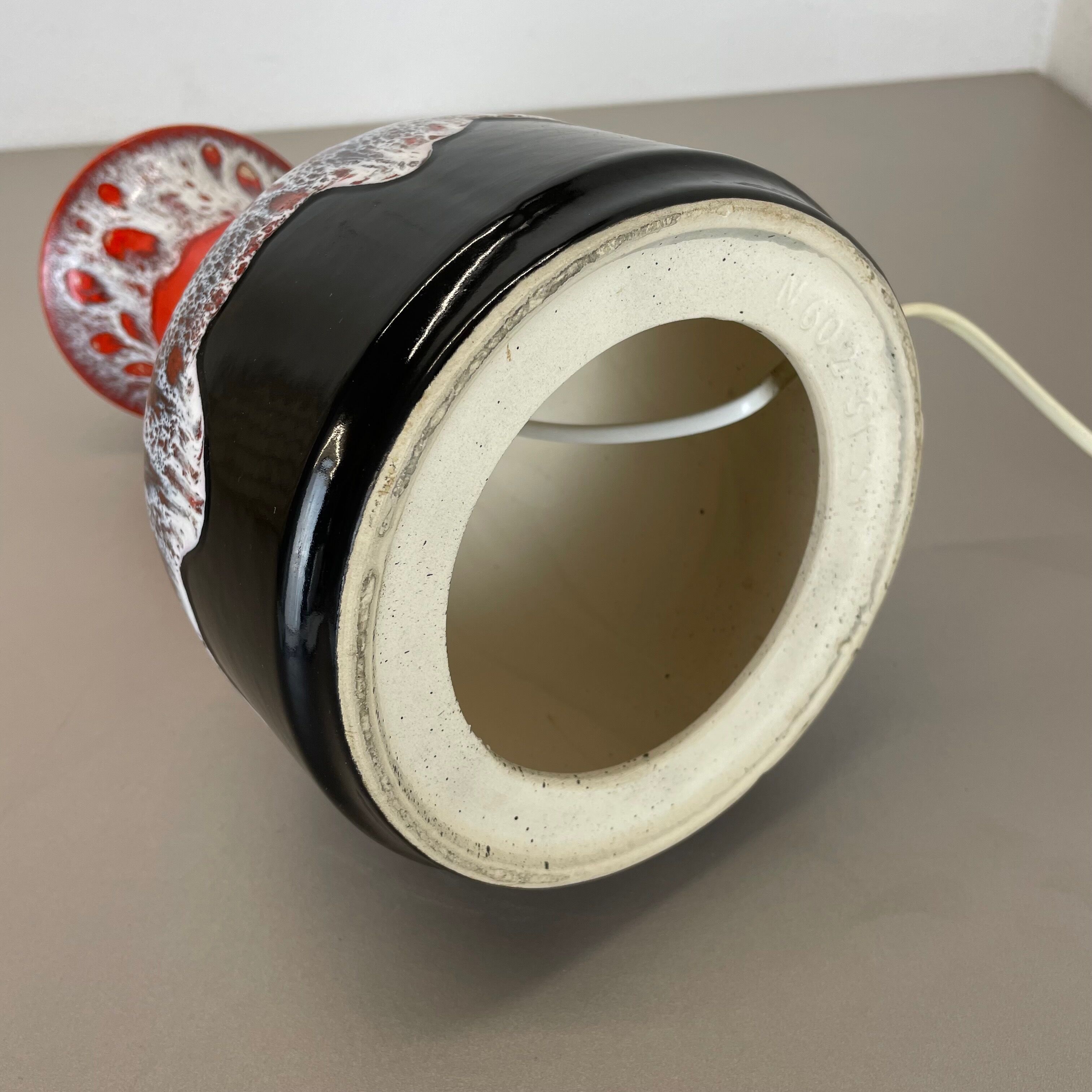 Super Colorful Fat Lava Pottery Table Light Base by Jasba Ceramics Germany 1970s