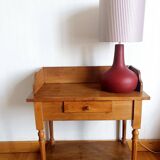 Vintage burgundy ceramic lamp and custom-made lampshade