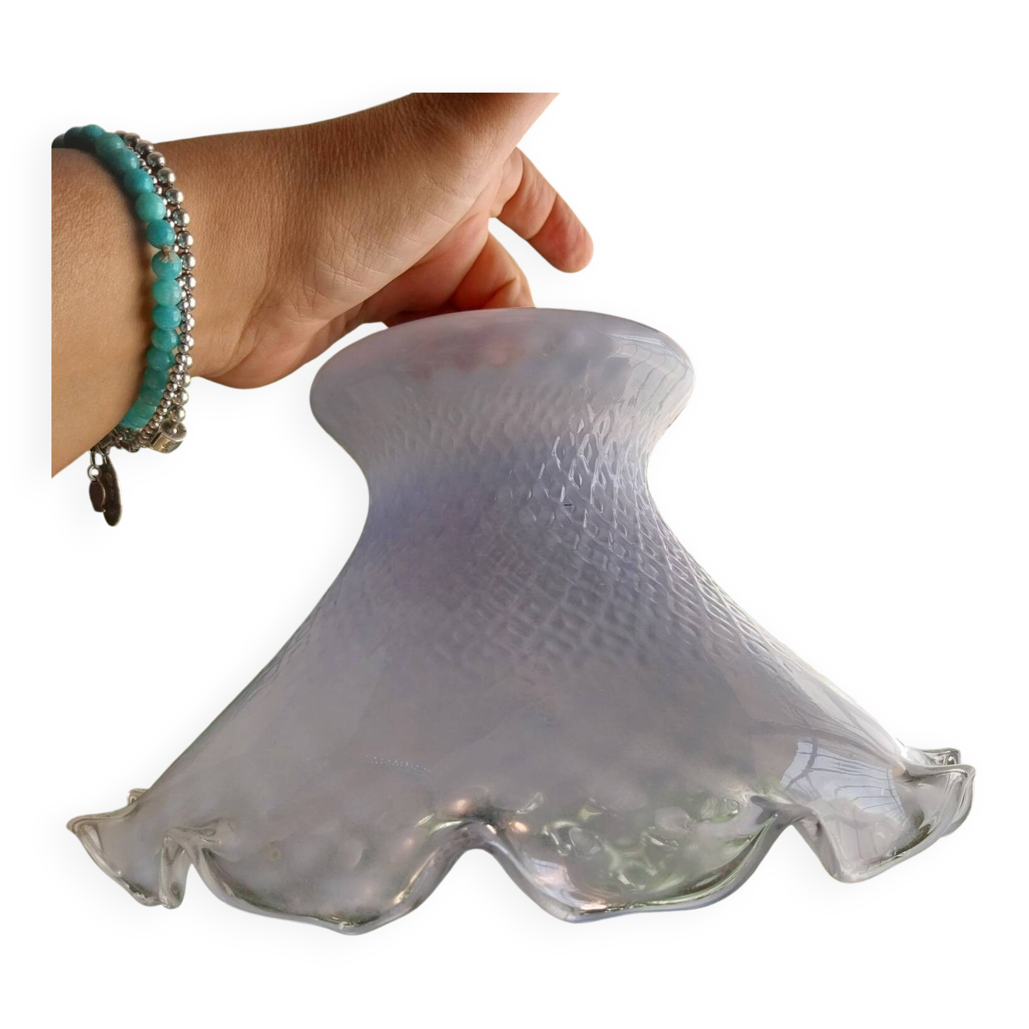 Vintage worked glass lampshade