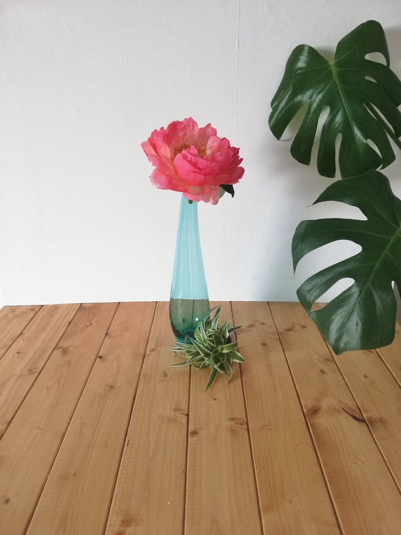 Soliflore turquoise in blown glass