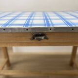 Farmhouse table with enamelled metal top