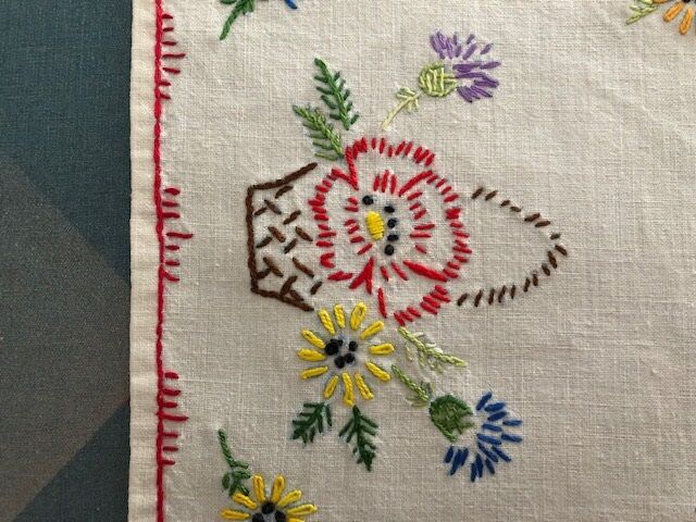 Two hand-embroidered placemats 30x20cm