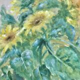 Acrylic on canvas "Sunflowers in pot"