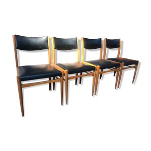 4 chaises scandinaves Skaï noir