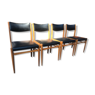 4 chaises scandinaves Skaï noir