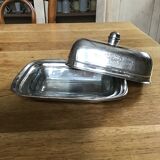 Butter dish metal and glass