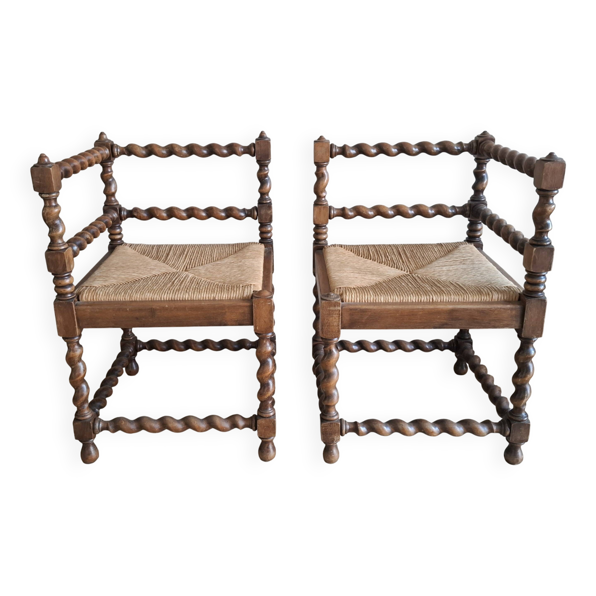 Pair of corner chairs with fireside