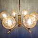 Brass chandelier with amber cracked glass globes, 1950s-60s