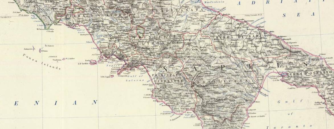 Map of Italy (Southern Sheet) circa 1869 Keith Johnston Royal Atlas