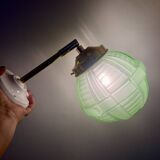 Vintage art deco globe wall light in green glass
