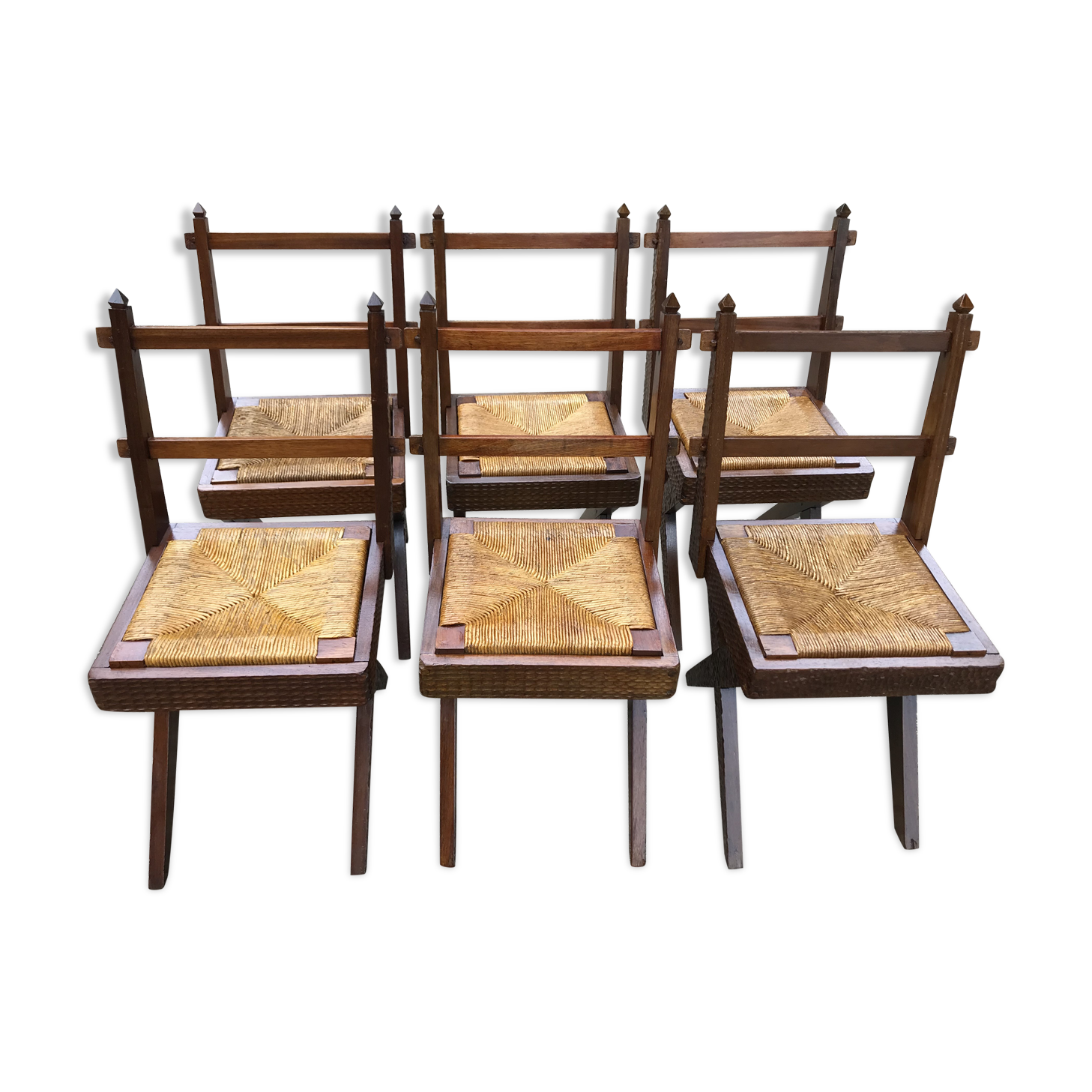 Suite of 6 wooden chairs  1940/1950