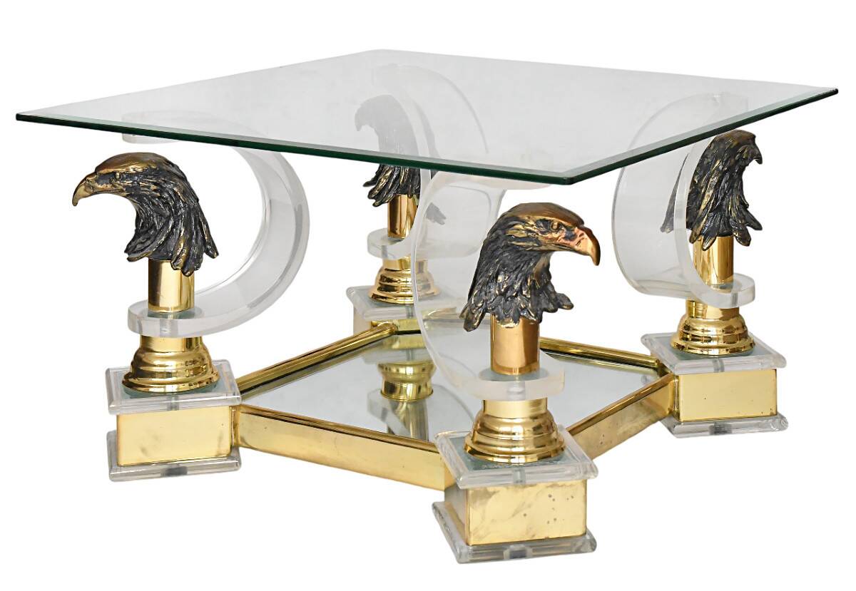 Vintage coffee table with eagles.