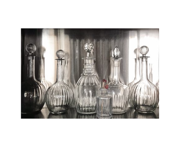 Lot of five glass carafes