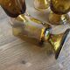 set of 7 tulip foot roller glasses Ibiza 1970 in large irregular glass
