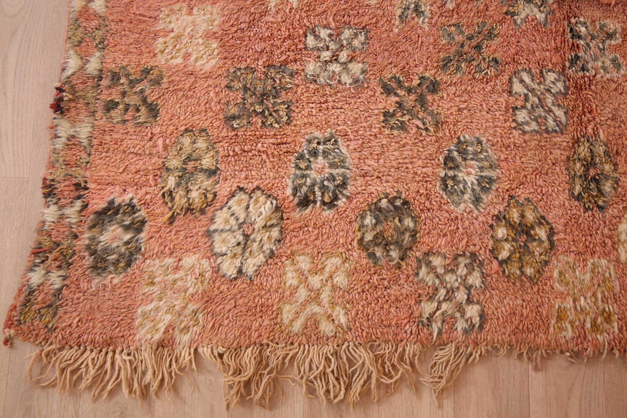 Peach Vintage Moroccan Rug 180 x 305 cm, Berber Wool Rug, Handmade Boho Rug