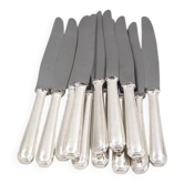 Christofle America, Art Deco 12 silver-plated table knives, excellent condition.