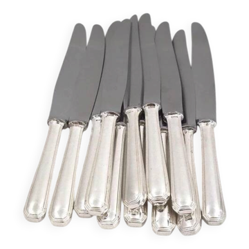 Christofle America, Art Deco 12 silver-plated table knives, excellent condition.