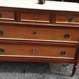Louis XVI accajou chest of drawers and white marble