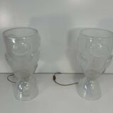 Italian Art Deco Murano Glass Vase Table Lamps