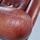 Pair of Sapporo leather armchairs from the 1970s, by Mobil Girgi.