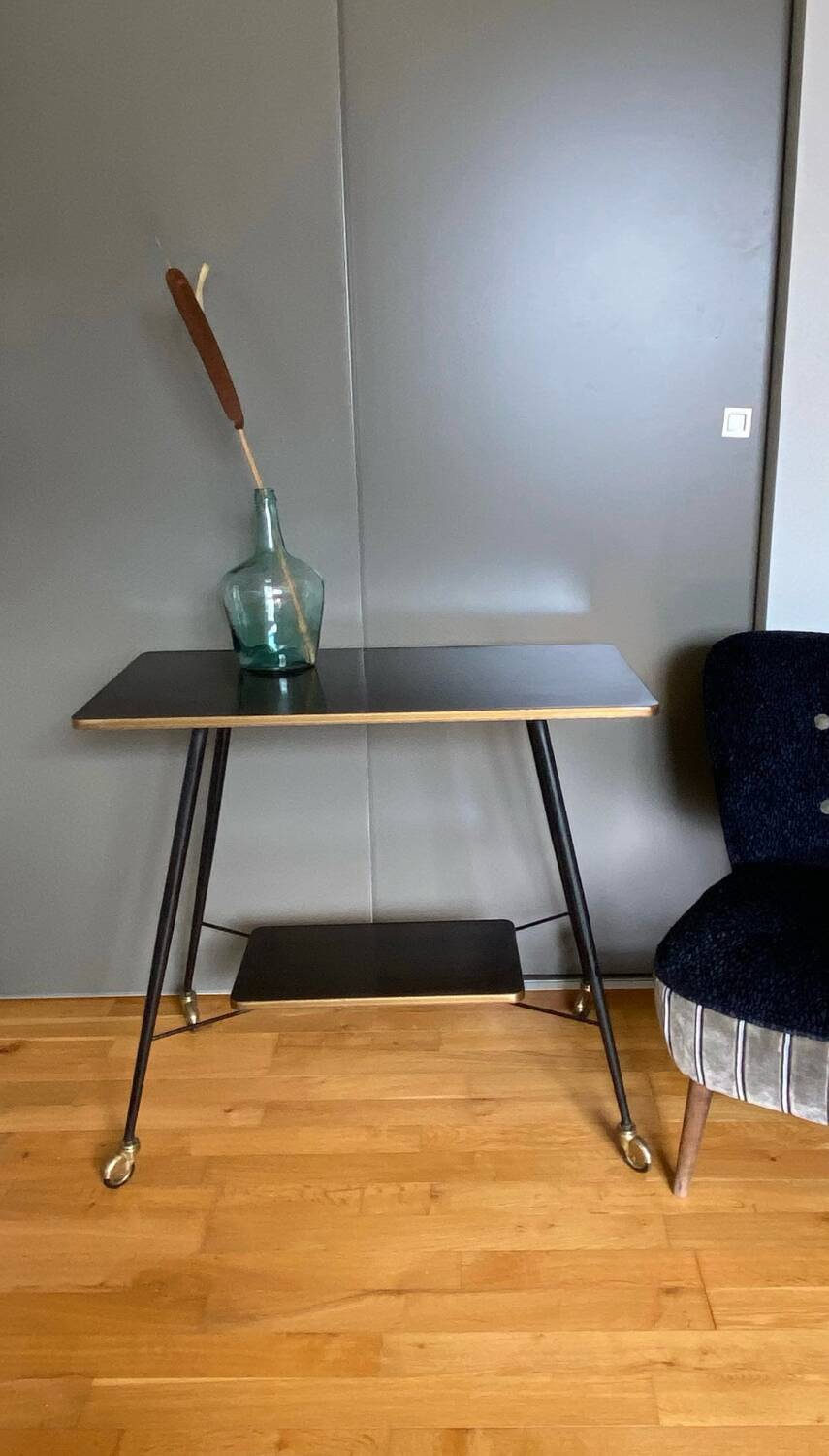 Vintage TV cabinet, Formica table on casters