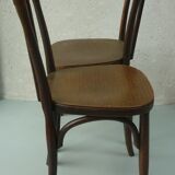 Paire de chaises bistrot bois courbé anciennes