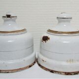 Quatre cloches à fromage métal émaillé blanc début XXème