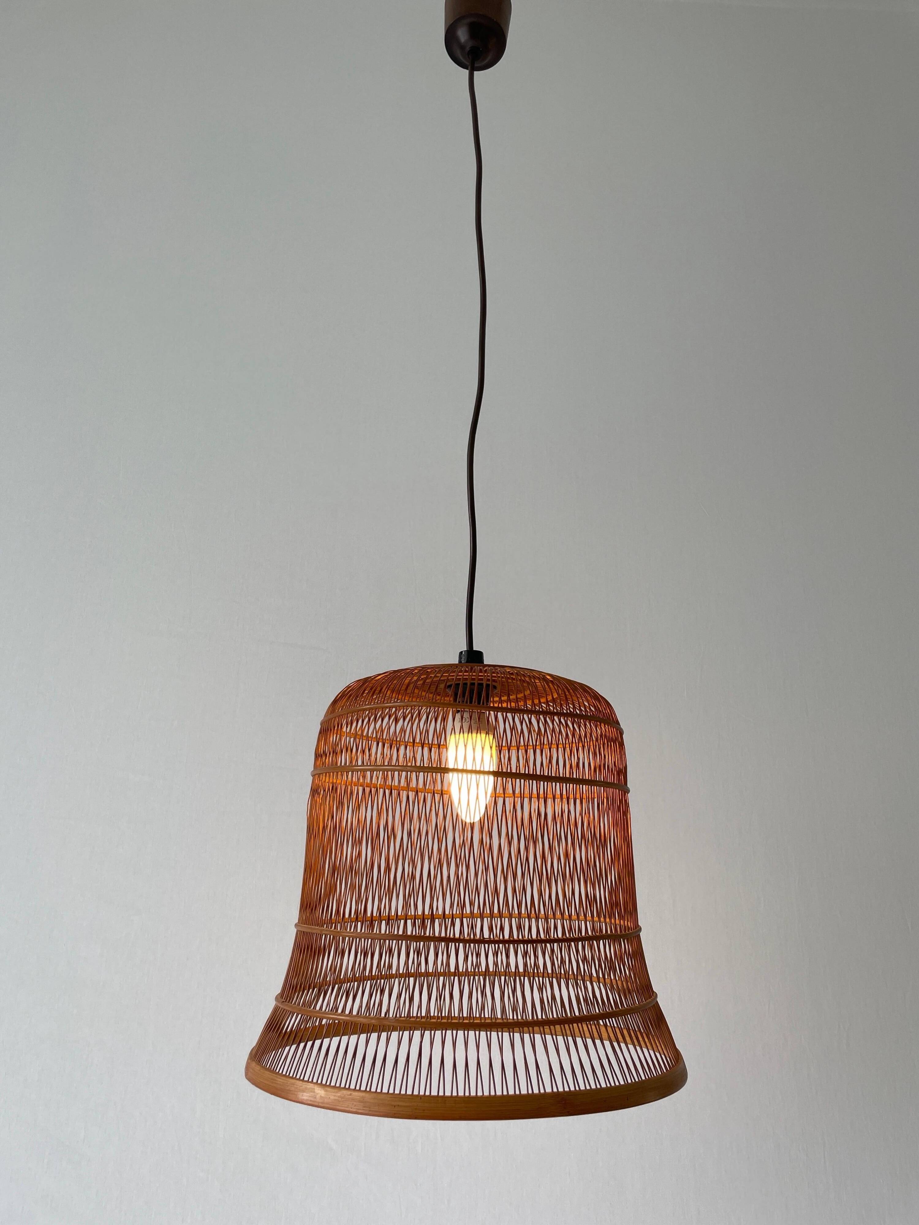 Unique Danish hanging lamp in the shape of a wooden cage, 1960s, Denmark.