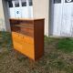 Glass bar veneered wood 50s compass