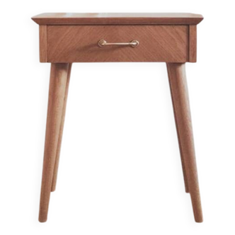 Table de chevet style scandinave vintage rénovée, années 50-60