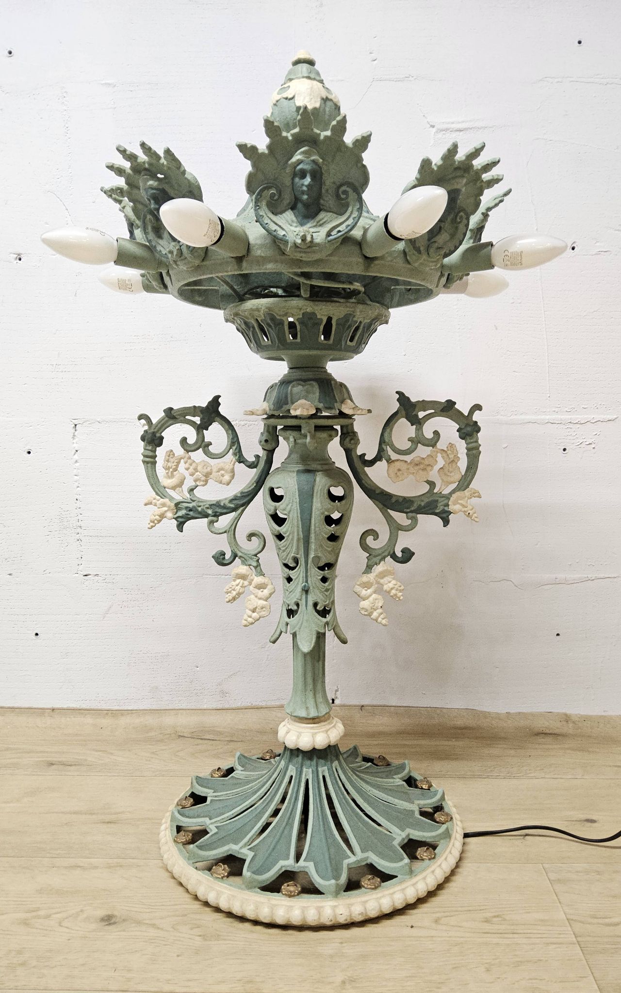Unique Cast iron Victorian floor lamp art nouveau (converted gas light)