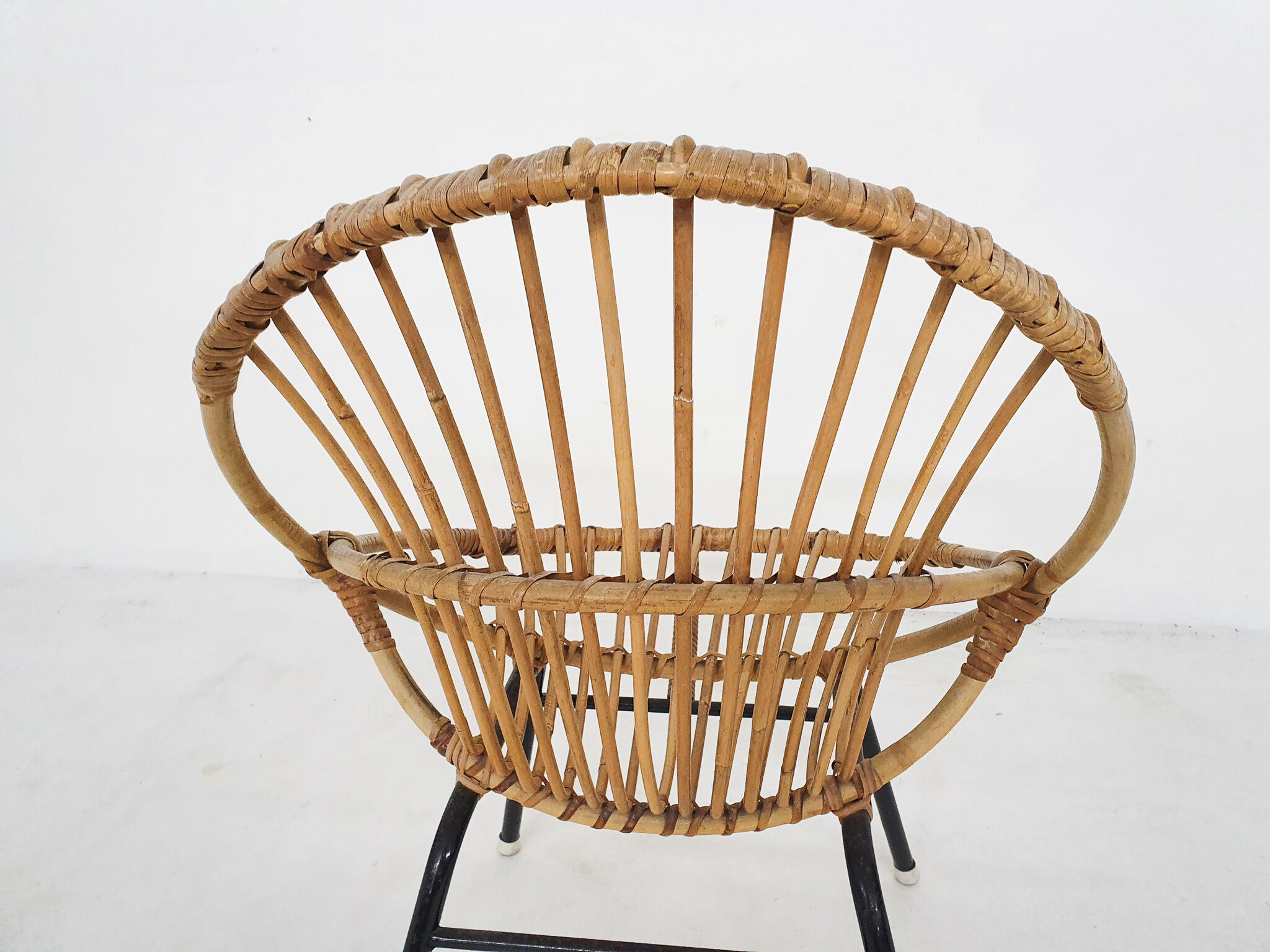 Rohe Noordwolde rattan and metal lounge chair, The Netherlands 1950's