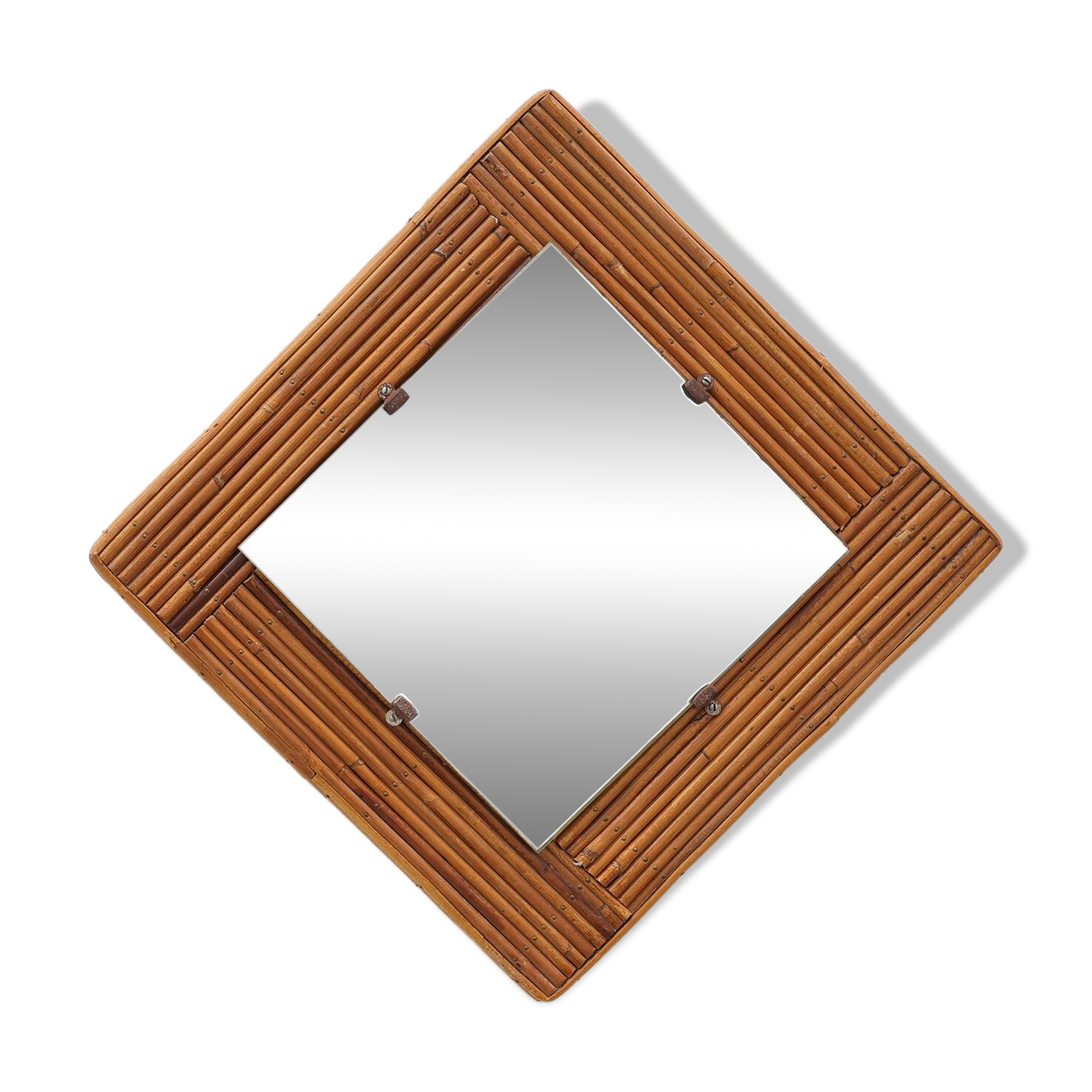 Mid century Square rattan mirror, France, 1960s