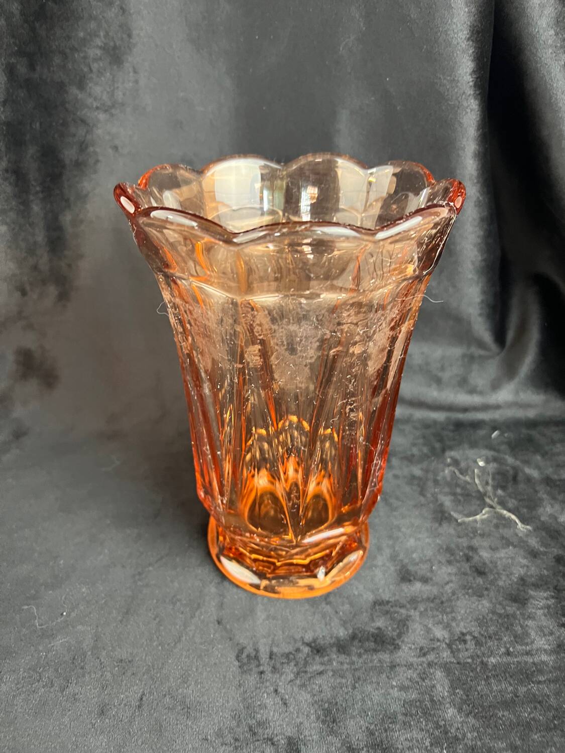 Old large pink glass vase circa 1960