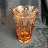 Old large pink glass vase circa 1960